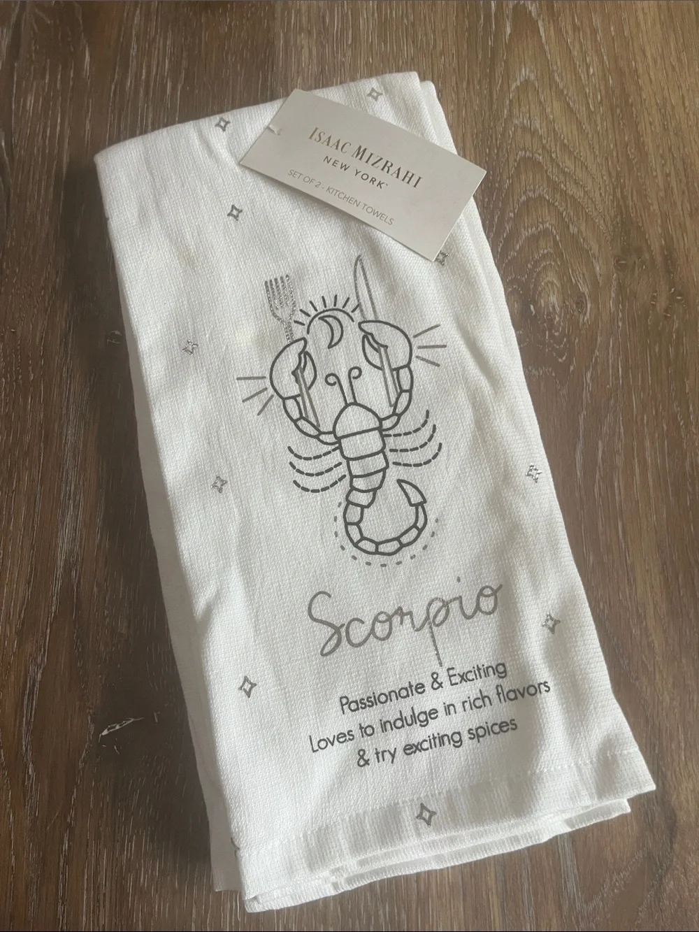 Isaac Mizrahi White Kids Bib with Scorpio Illustration